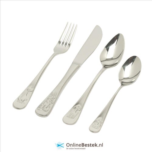 keltum junior edelstaal dieren kinderbestek 4-delig KS050GA4 couvert